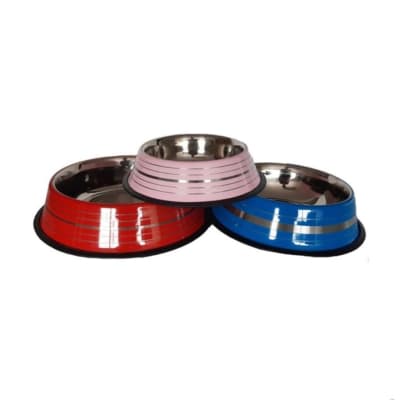 PLATO ACERO INOX. PINTADO CON DISEÑOS DE LINEAS 950 ML