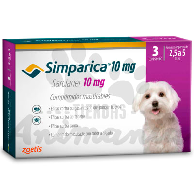 SIMPARICA 10 MG 3 COMPRIMIDOS 2.5 A 5 KG