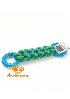 WARRIOR TOY CUERDA TRENZADA CON AROS DENTALES DE GOMA 35 CM