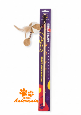 VARILLA	PARA GATOS CON BOLA DE LINO CON PALO DE MADERA