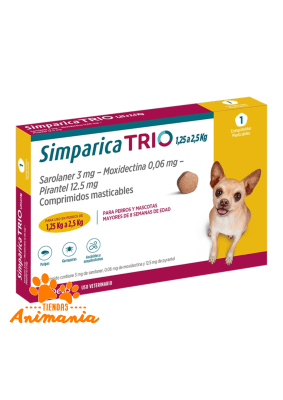 SIMPARICA TRIO 1 TABLETA 1.25 - 2.5 KG