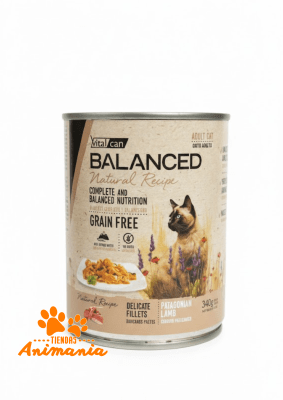 BALANCED GATO NATURAL RECIPE LATA ADULTO FILETES CORDERO 340 GR1