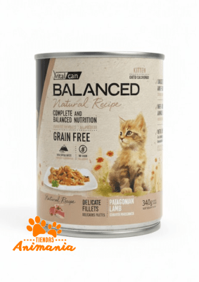 BALANCED GATO NATURAL RECIPE LATA CACHORRO FILETES CORDERO 340 GR1