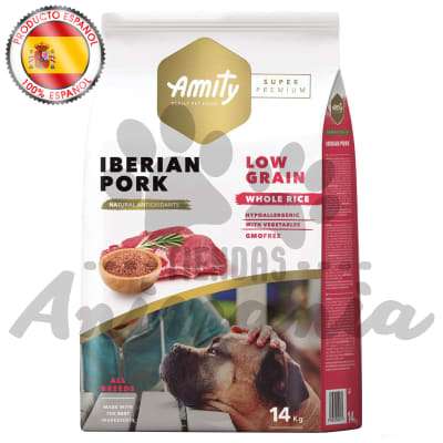 AMITY DOG ADULT SUPER PREMIUM IBERIAN PORK LOW GRAIN - PERRO ADULTO SUPER PREMIUM SABOR A PUERCO IBERIANO BAJO EN GRANOS 14 KG