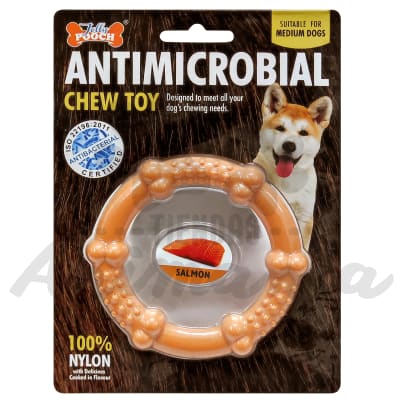 JUGUETE ANTIMICROBIAL CIRCULO DE NYLON SABOR SALMON TALLA M1