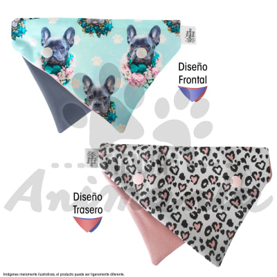 THE ROCKY DOG BANDANA DOBLE CHICA DISEÑO BULLDOG & ANIMAL PRINT