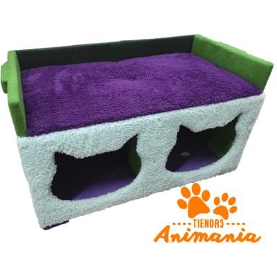 CASA DE INTERIORES PARA GATOS DISEÑO VERDE/ TURQUESA/ MORADO2