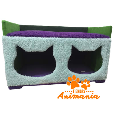 CASA DE INTERIORES PARA GATOS DISEÑO VERDE/ TURQUESA/ MORADO