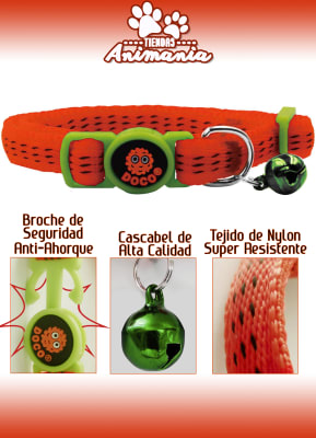 DOCO FURBALL COLLAR PARA GATOS ANTI AHORQUE NARANJA FLUORESCENTE1