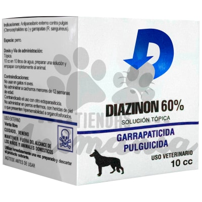DIAZINON 60% GARRAPATICIDA Y PULGUICIDA | SOLUCIÓN TÓPICA 10 CC
