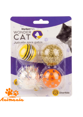 WONDER CAT SET 4 PELOTAN CON BRILLO PARA GATOS