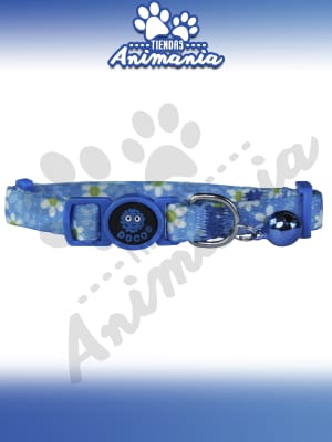 DOCO FURBALL COLLAR PARA GATO ANTI AHORQUE CELESTE/FLOR1