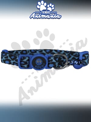 DOCO FURBALL COLLAR PARA GATO ANTI AHORQUE LEOPARDO AZUL1