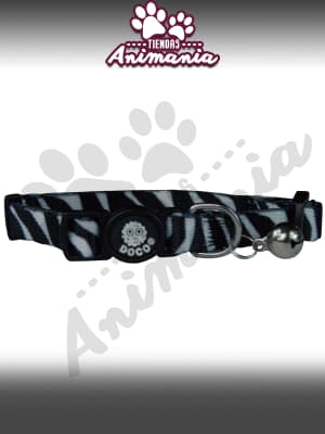 DOCO FURBALL COLLAR PARA GATO ANTI AHORQUE CEBRA BLANCO/NEGRO1