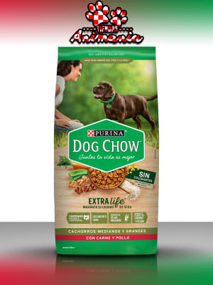 DOG CHOW CACHORROS MEDIANOS Y GRANDES | CARNE Y POLLO 8 KG