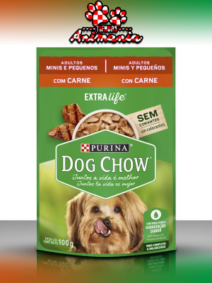 DOG CHOW POUCH ADULTO MINIS Y PEQUEÑOS CARNE 100 GR
