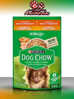 DOG CHOW POUCH ADULTO MINIS Y PEQUEÑOS POLLO Y PAVO 100 GR