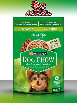 DOG CHOW POUCH CACHORROS TODOS LOS TAMAÑOS CON CARNE 100 GR