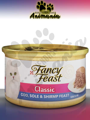 FANCY FEAST MOUSSE DE PESCADO, CAMARÓN Y BACALAO 85 GR