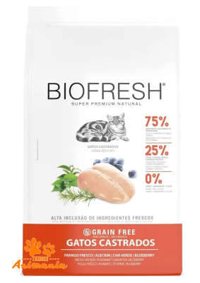 BIOFRESH GATO ADULTO CASTRADO SABOR POLLO FRESCO, ROMERO, TÉ VERDE Y ARANDANO 1,5KG