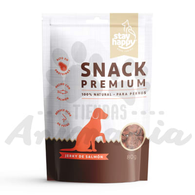 STAY HAPPY SNACK PERRO JERKY DE SALMON 80 GR1