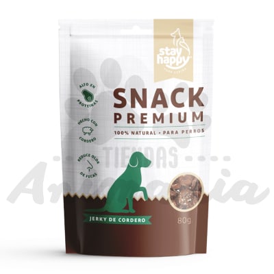 STAY HAPPY SNACK PERRO JERKY DE CORDERO 80 GR1
