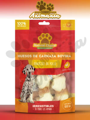 NATURAL CHOICE HUESOS DE CARNAZA BOVINA ENVUELTO EN POLLO 9 UND. 120 GR1