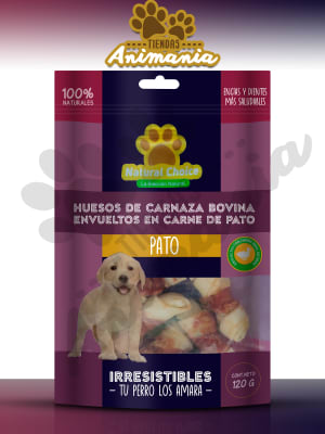 NATURAL CHOICE HUESOS DE CARNAZA BOVINA ENVUELTO EN PATO 8 UND. 120 GR1