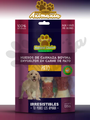 NATURAL CHOICE HUESOS DE CARNAZA BOVINA ENVUELTO EN PATO 3 UND. 135 GR1