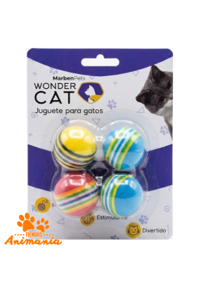 WONDER CAT SET 4 PELOTAS DE COLORES PARA GATOS