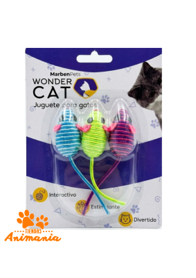 WONDER CAT SET 3 RATONES CON CUERDA PARA GATOS