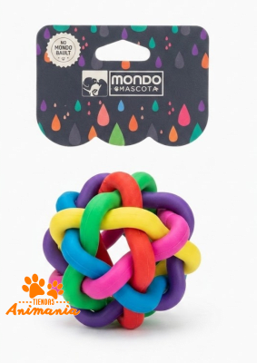 MONDO MASCOTAS PELOTA TEJIDA DE COLORES Y CASCABEL
