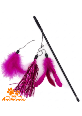 WONDER CAT VARILLA PLUMAS Y CINTAS BRILLANTES ROSA