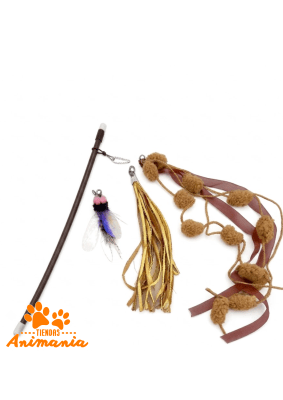 WONDER CAT VARILLA CON PLUMAS Y MOSCA PARA GATOS