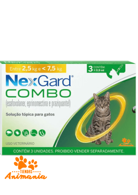 NEX GARD COMBO PIPETA GATO 2.5-7.5 KG 0.9 ML X 3 UNID