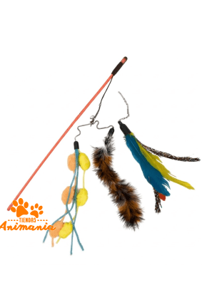 WONDER CAT VARILLA CON PLUMAS Y POMPONES MULTICOLOR