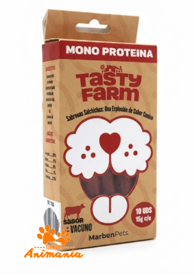TASTY FARM SALCHICHAS DE VACUNO MONOPROTEICAS 10*15 GR1