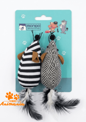 MONDO MASCOTAS PAR DE RATONES DE TELA PARA GATOS