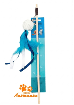 MONDO MASCOTAS VARILLA INTERACTIVA CON PELOTA DE CAÑA Y PLUMAS (01767)1