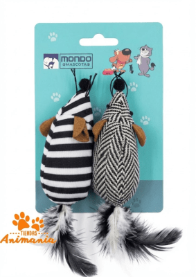 MONDO MASCOTAS PAR DE RATONES DE TELA PARA GATOS
