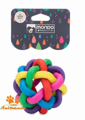 MONDO MASCOTAS PELOTA TEJIDA DE COLORES Y CASCABEL