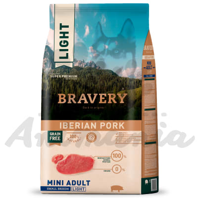 BRAVERY LIGHT IBERIAN PORK MINI ADULT SMALL BREEDS | ADULTO RAZA PEQUEÑA SABOR A CERDO IBERICO BAJO EN CALORIAS 2 KG