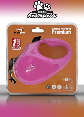 MAXPET CORREA RETRACTIL PREMIUM ROSADA TALLA S MAX. 15 KG1