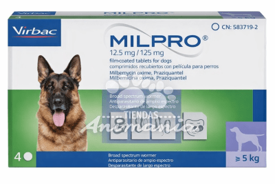 MILPRO 125 MG 2 COMPRIMIDOS 5> KG