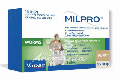MILPRO 25 MG 2 COMPRIMIDOS 0,5-10 KG