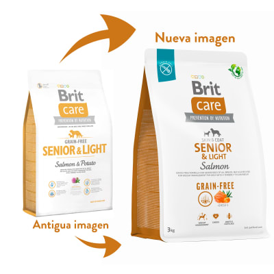 BRIT CARE PERRO SENIOR & CONTROL PESO LIBRE DE GRANOS SABOR SALMON 3 KG