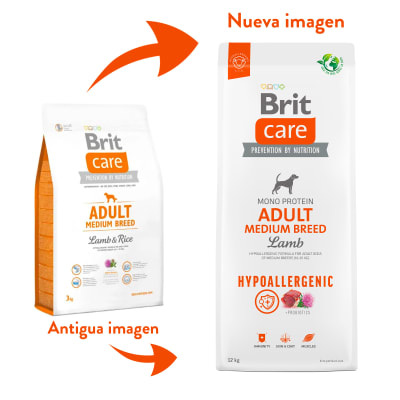 BRIT CARE ADULT DOG MEDIUM BREED HYPOALLERGENIC LAMB - PERRO ADULTO RAZA MEDIANA HIPOALERGENICO SABOR CORDERO 12 KG