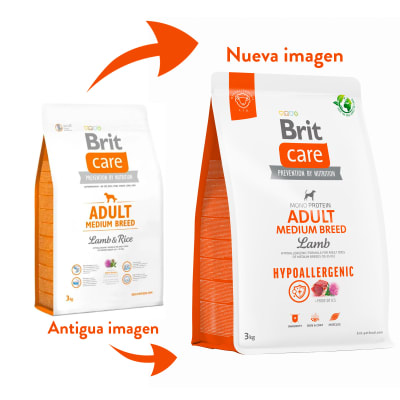 BRIT CARE PERRO ADULTO RAZA MEDIANA HIPOALERGENICO SABOR CORDERO 3 KG