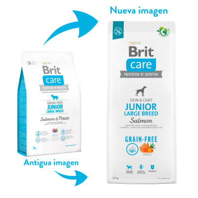 BRIT CARE PERRO CACHORRO RAZA GRANDE LIBRE DE GRANOS SABOR SALMON 12 KG