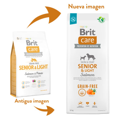 BRIT CARE PERRO SENIOR & CONTROL PESO LIBRE DE GRANOS SABOR SALMON 12 KG
